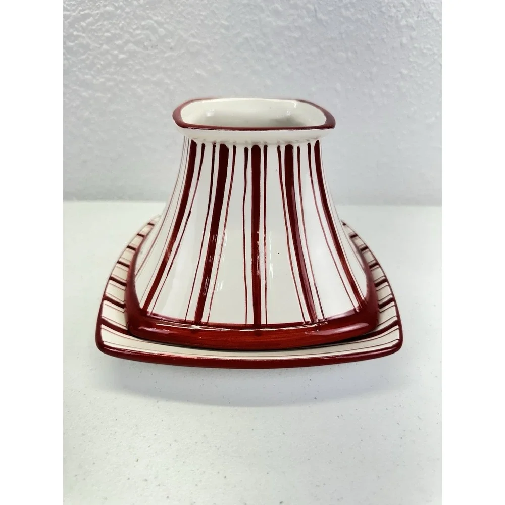 Yankee Candle Candy Cane Stripe Candle Shade Topper & Plate Set 2PCS